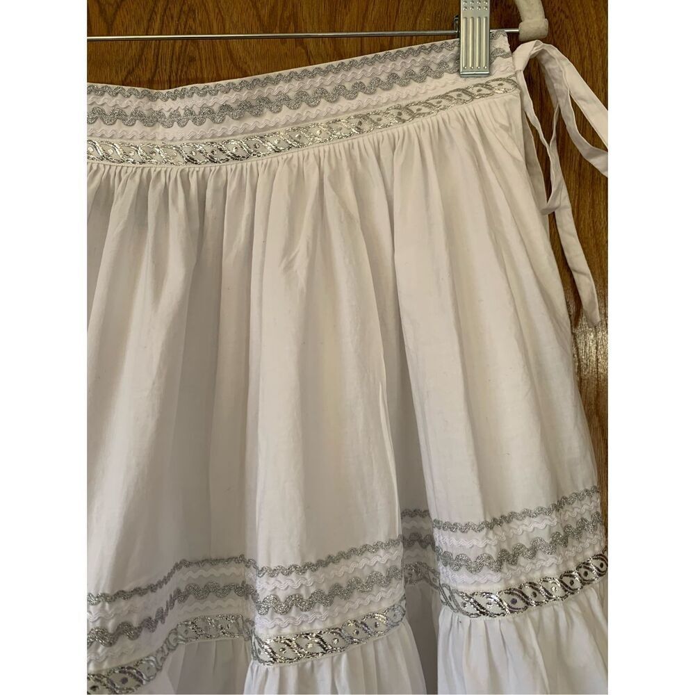Ralph Lauren Black Label Cotton Tiered Midi Skirt White Size 8 - Picture 10 of 12